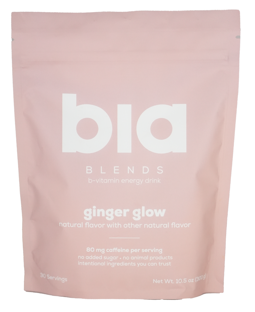 biablends ginger glow women's natural pre-workout powder package product photo